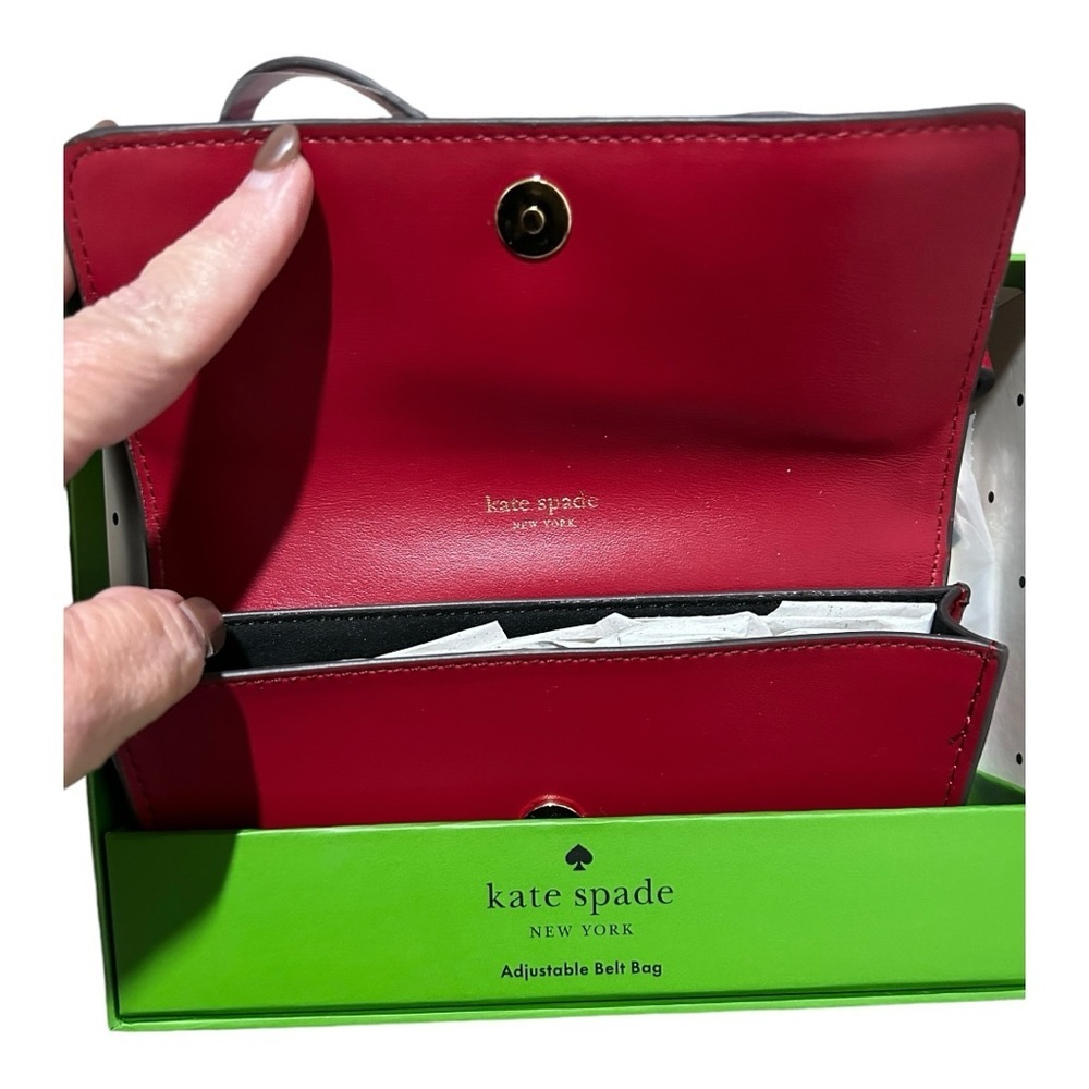 NWT Kate Spade Adjustable Leather Belt Bag with Bow Detail in Box Red - Picture 3 of 6